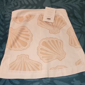 White and Tan Shell Print Top